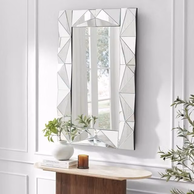 FurnitureboxUK Atlas Vintage Style Rectangular Hanging Mirror in Clear, W: 120 cm, H: 80 cm