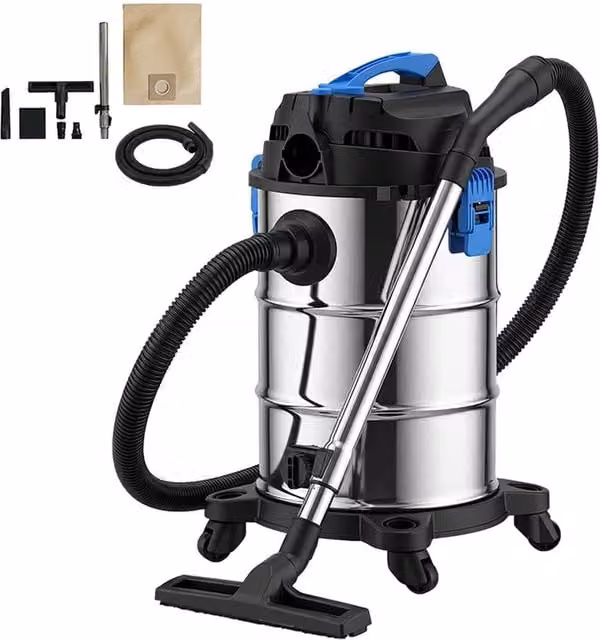 Nordara 30L Heavy-Duty Wet and Dry Vacuum Cleaner in Silver