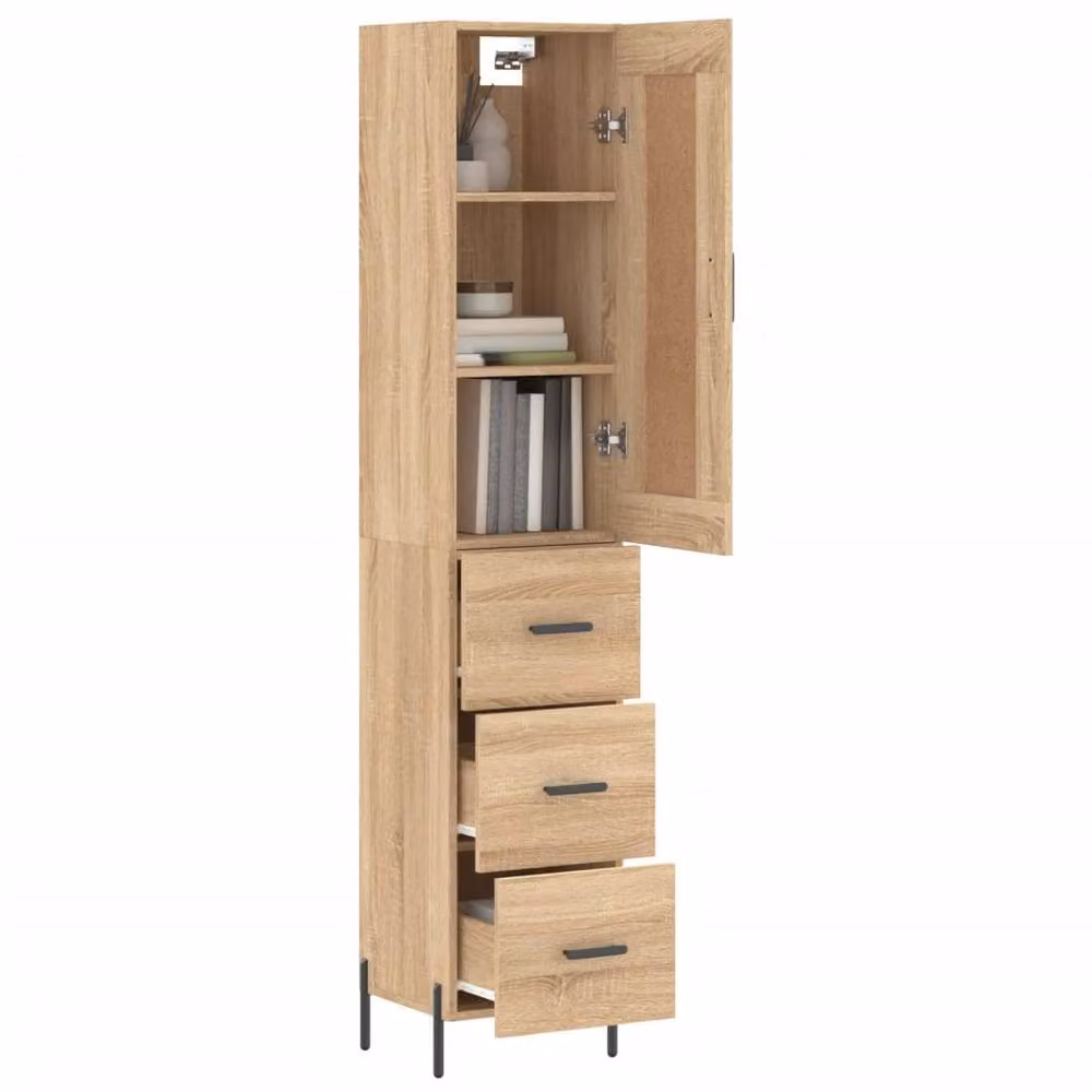 Berkfield Home Sonoma Oak Highboard in Brown, W/D/H: 34.5 x 34.5 x 180 cm – 2