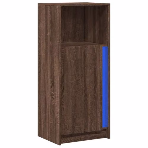 vidaXL Modern Sideboard with Integrated LED Lighting in Brown, W: 42.5 cm, D: 34 cm, H: 100 cm