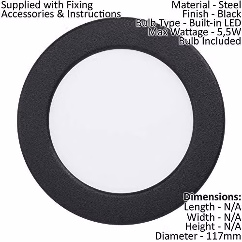 Loops 2 Pack Black Round LED Flush Downlight for Wall or Ceiling Recessed Lighting – 2