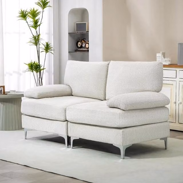 Chilli Seating 2 Seater Modern Upholstered Sofa in White