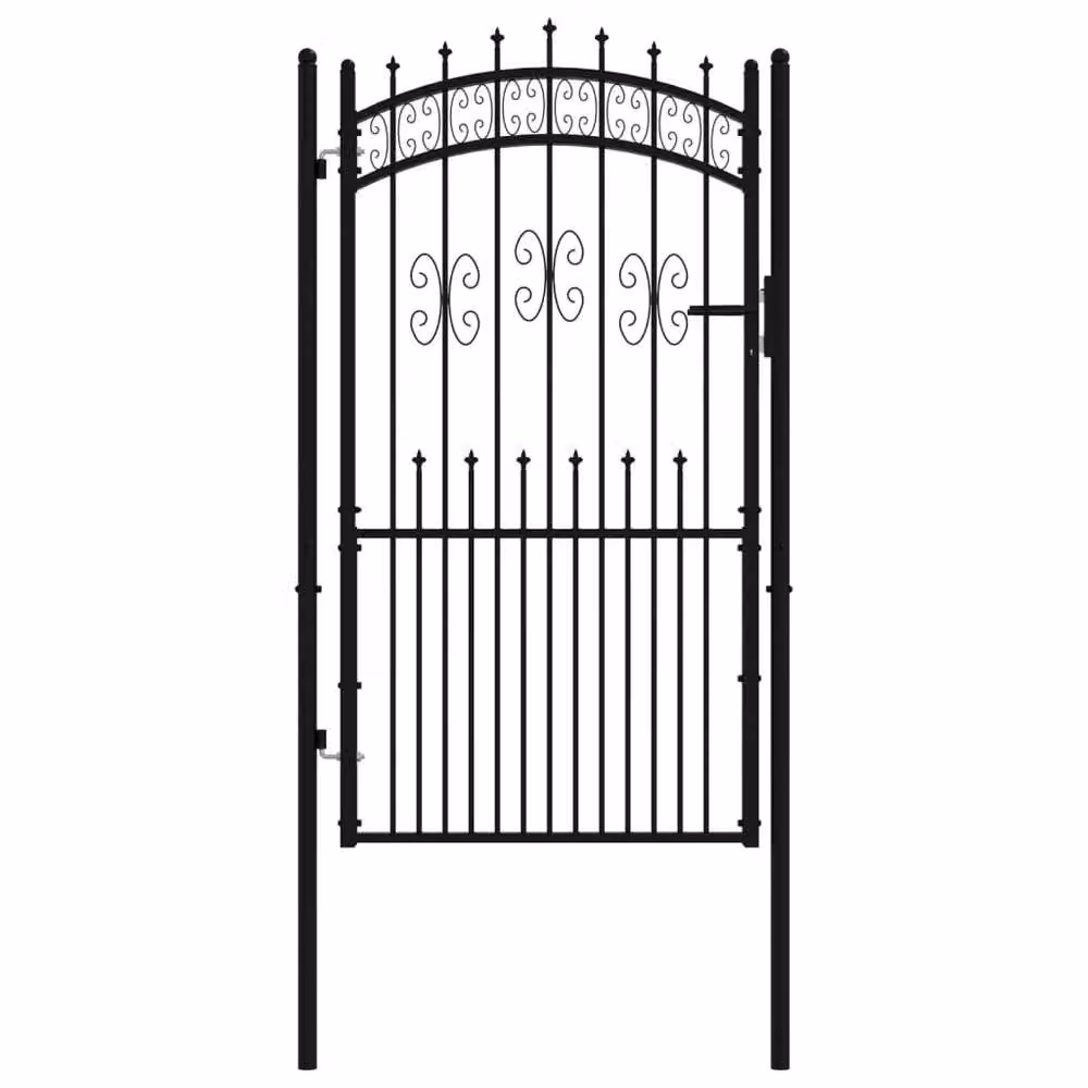 Berkfield Home Spear Top Fence Gate in Black Powder-coated Steel, W: 103 cm, H: 225 cm – 2