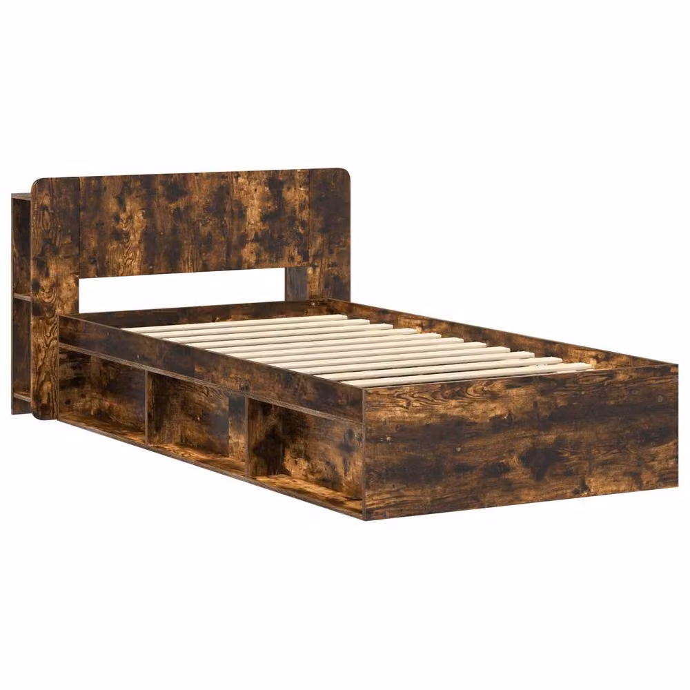 Berkfield Home Modern Bed Frame with Storage Drawers in Smoked Oak Brown, W: 80 cm, L: 200 cm – 2