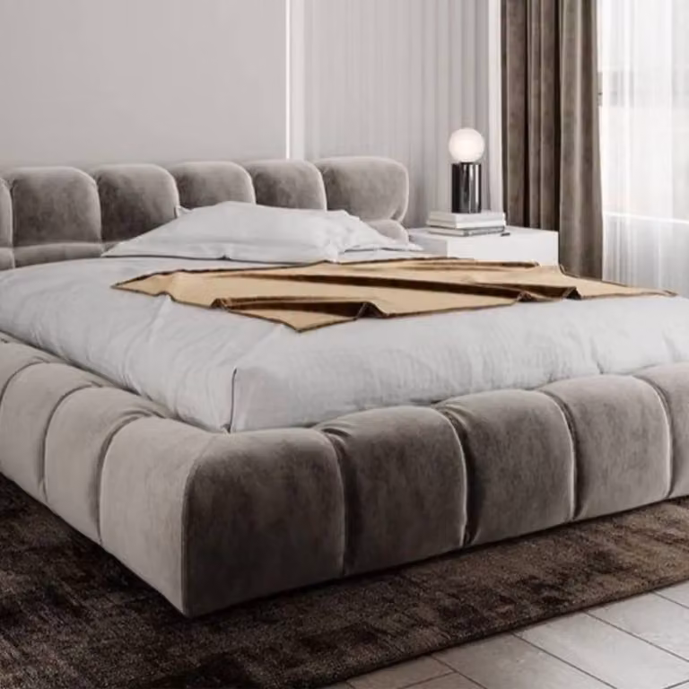 Stratus Interiors Cubed Mini Ambassador Upholstered Bed Frame in Black Velvet, Super King Size, W: 200 cm x D: 200 cm