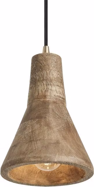 Industville Maribo Modern Wooden Cone Pendant Light in Natural Brown, Diameter: 15.24 cm
