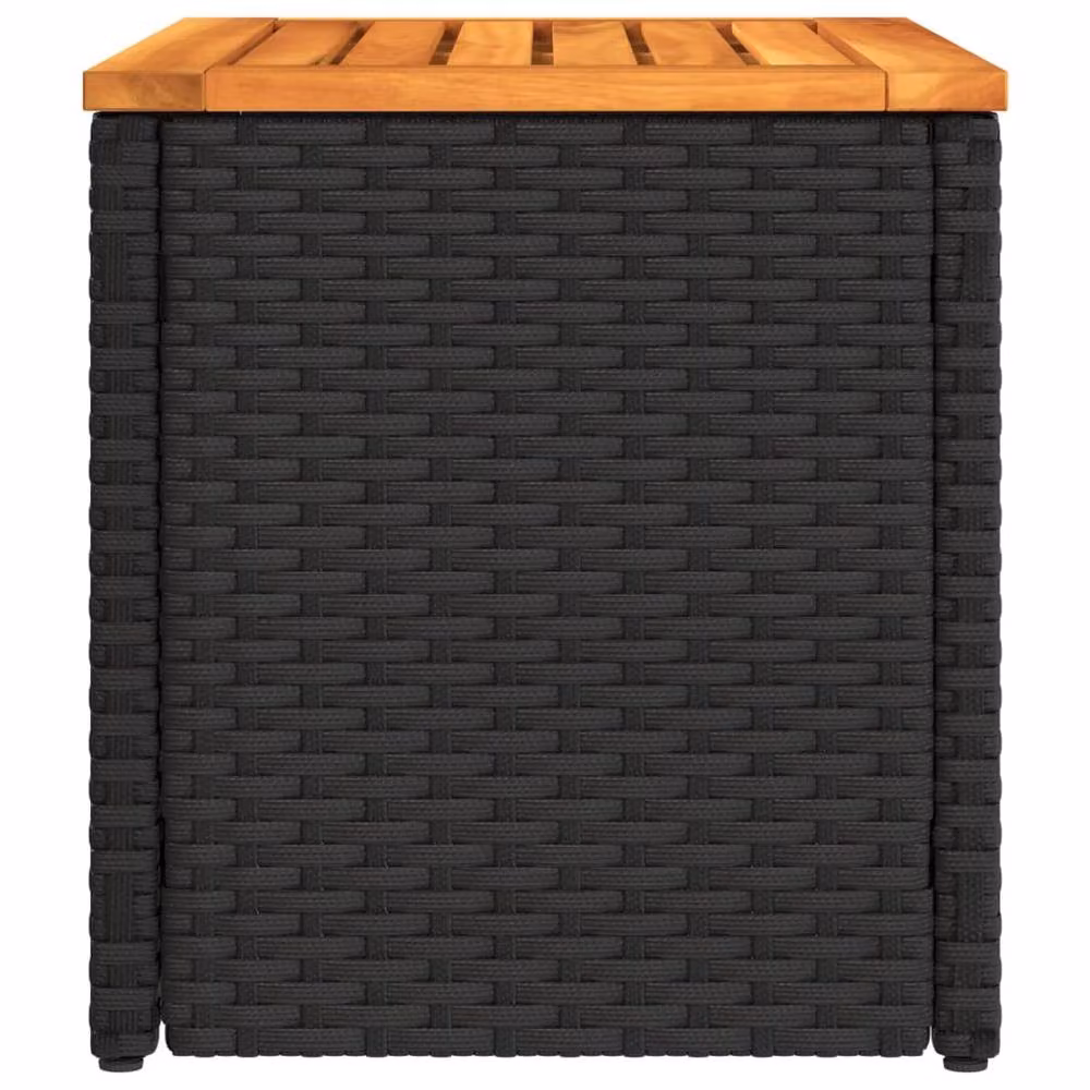 Berkfield Home Garden Side Tables 2-Piece Set in Black Poly Rattan and Oiled Acacia Wood, W/D/H: 55 x 34 x 37 cm – 4