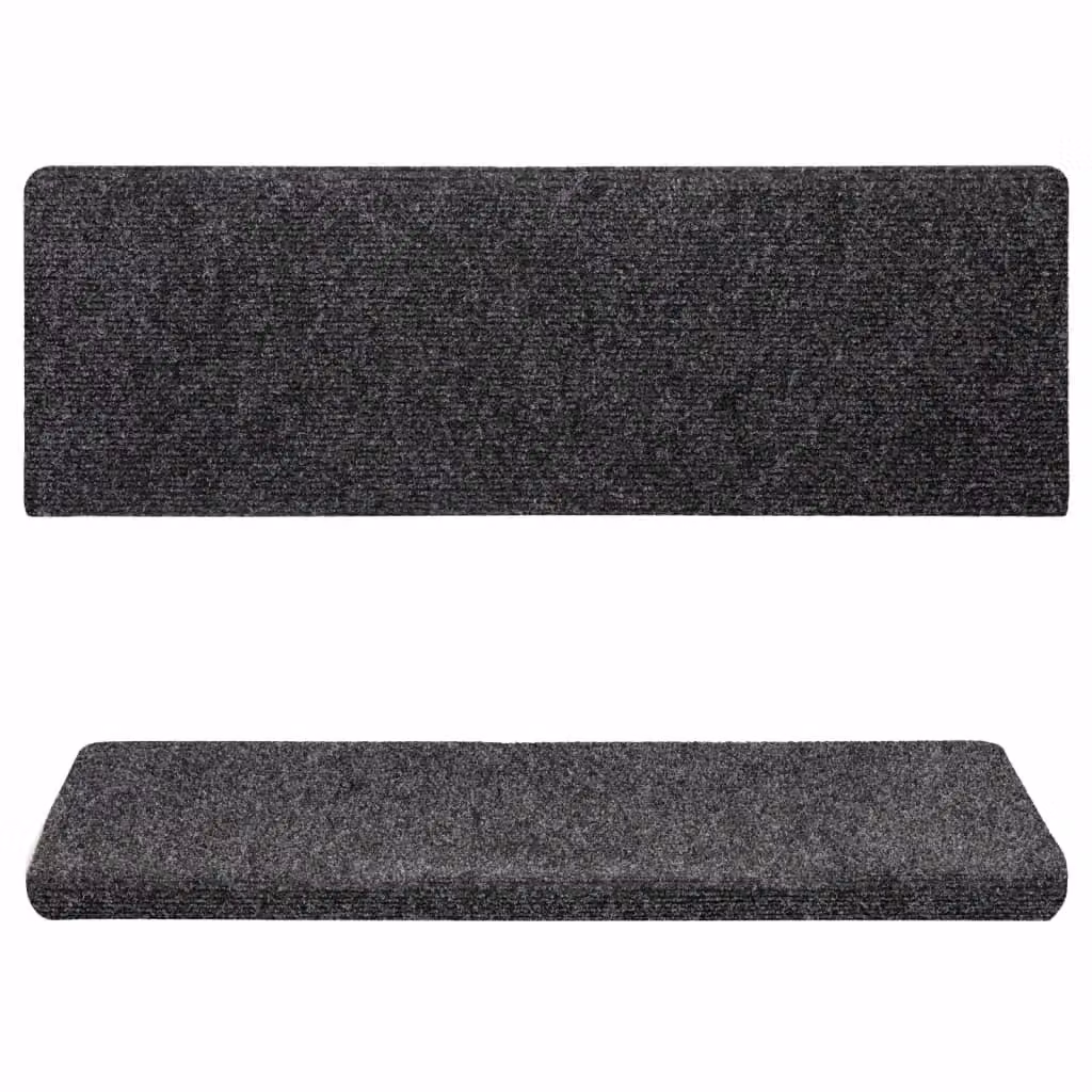 Berkfield Home Self-Adhesive Needle Punch Stair Mats, 15 Pack, Grey, W: 65 cm, D: 21 cm, H: 4 cm – 3