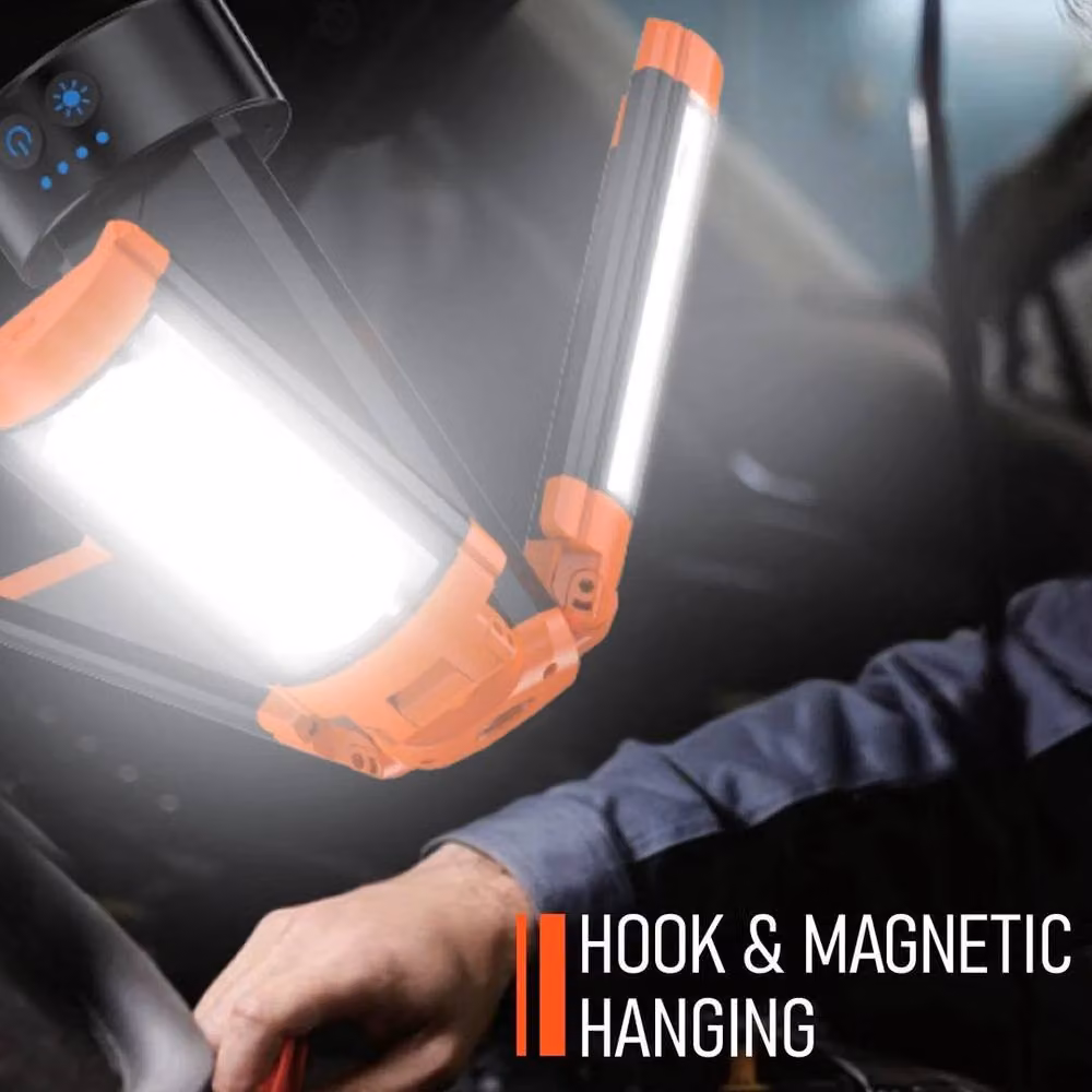 NESTLUNE Rechargeable LED Work Light with Adjustable Tripod Stand in Orange – 2