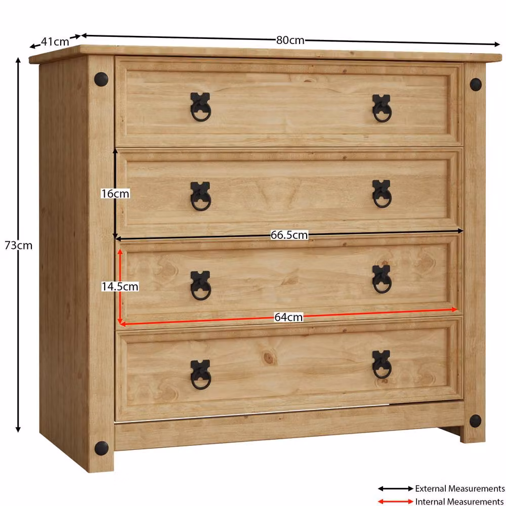 HD Designs Corona Rustic 4 Drawer Chest in Brown and Black – 2