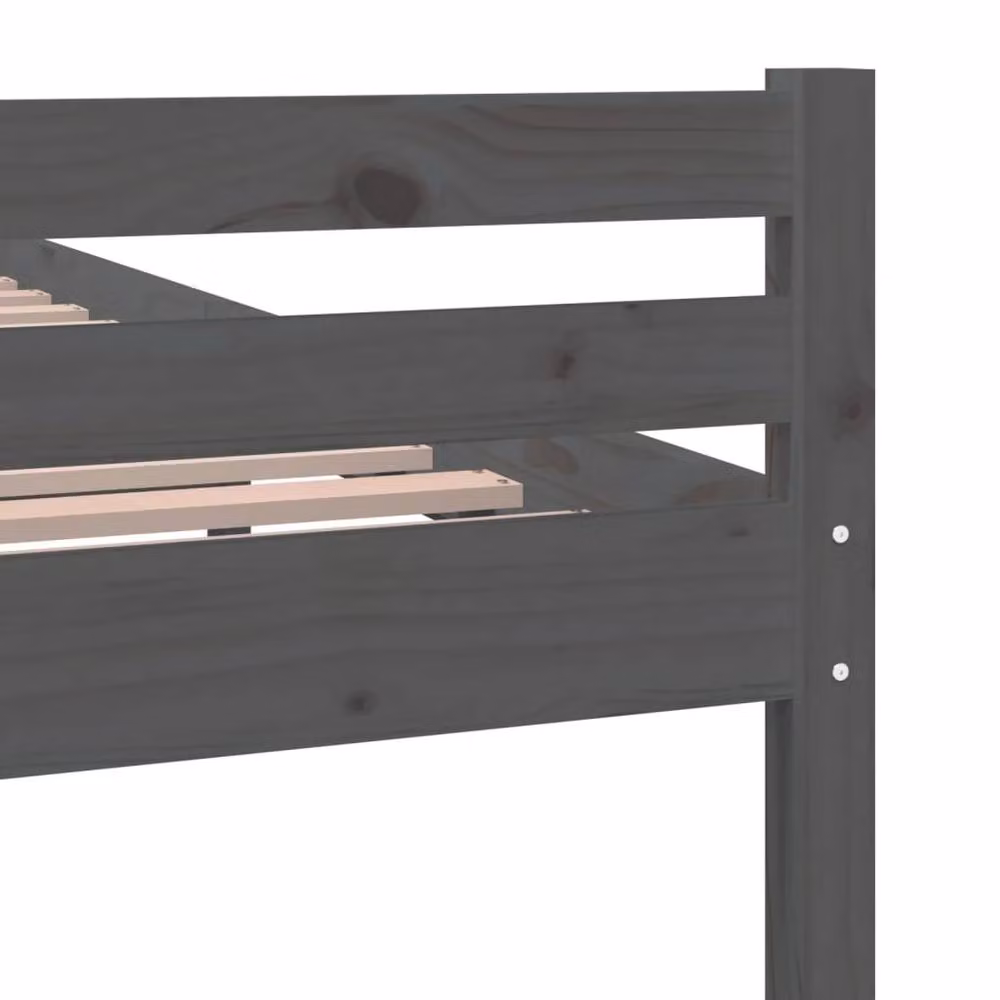 Berkfield Home Grey Solid Pine Wood Bed Frame W: 140 cm, L: 200 cm – 4