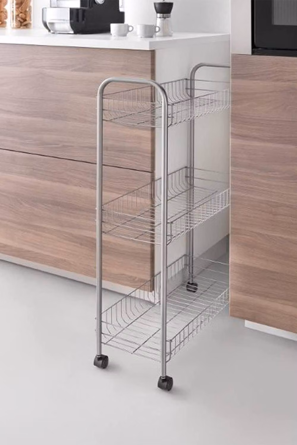 Metaltex Slim Deluxe 3-Tier Metal Trolley with Wheels, White, W/D/H: 56.0 x 23.0 x 84.0 cm – 2