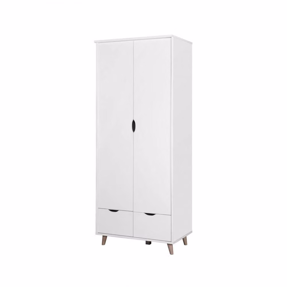 Timber Art Design Pulford 2 Door Double Wardrobe in White and Gold with Internal Shelves and Hanging Rod, H 180 cm x W 73 cm – 2