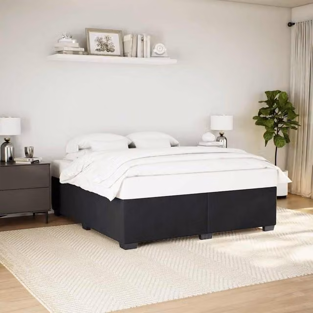 Berkfield Home Super King Upholstered Velvet Bed Frame in Black, 200 x 200 cm – 1