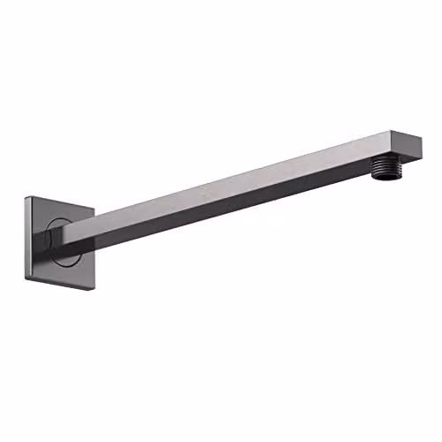 nuie ARM713 Windon Modern Square Wall Mounted Rectangular Shower Arm, Brushed Pewter