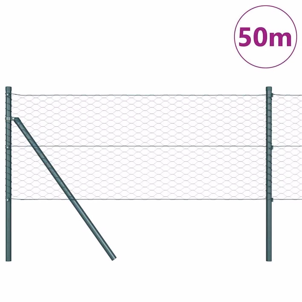 Berkfield Home Green Hexagon Steel Fence, Powder-Coated Galvanised Steel, W: 0.6 m, L: 50 m – 2