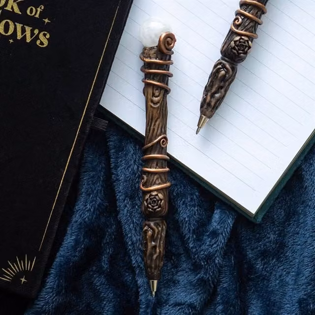 KDMK Aura Quartz Magic Wand Pen in Brown with Resin and Quartz Details