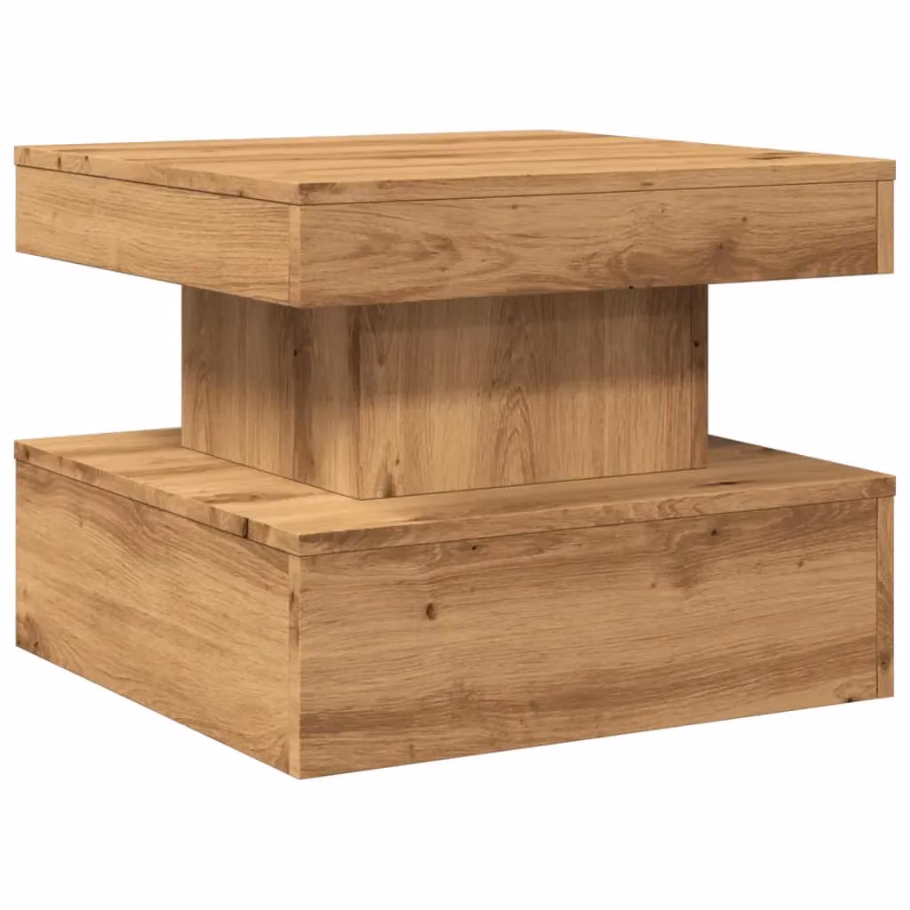 Berkfield Home Artisan Oak Coffee Table with LED Lights in Brown, W/D/H: 50 x 50 x 40 cm – 3