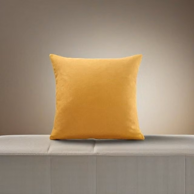 Luxor Living Yellow Velvet Chenille Square Cushion, W/D/H: 55 x 55 x 55 cm