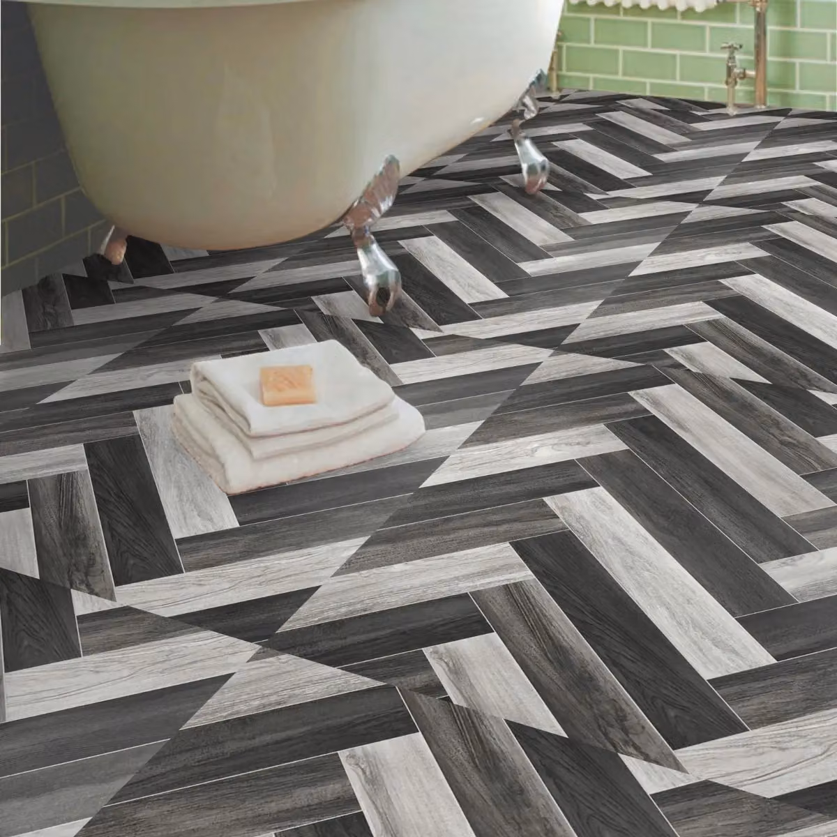 Vinyl Flooring UK Grey Rustic Wood Effect Foam Backed Plank Vinyl Flooring W/D/H: 200 x 100 x 0.23 cm – 3