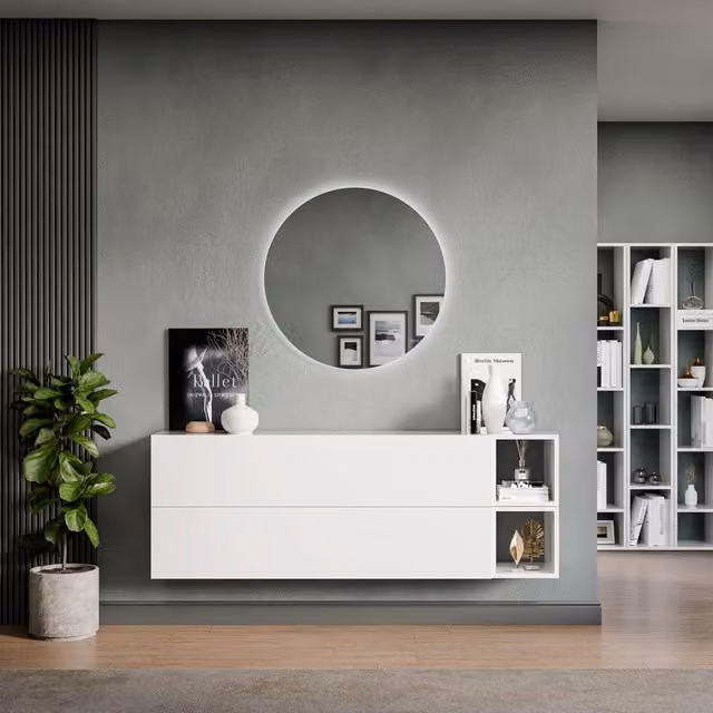 Decorotika Leuven Wall Mounted Entertainment Center in High Gloss White