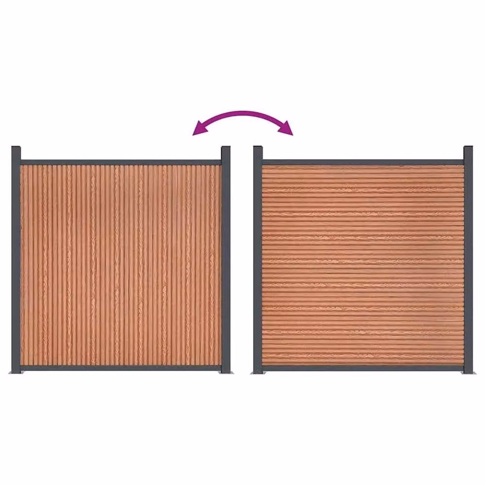 Berkfield Home Brown WPC and Aluminium Opaque Fence Panel, W: 699 cm, H: 186 cm – 2
