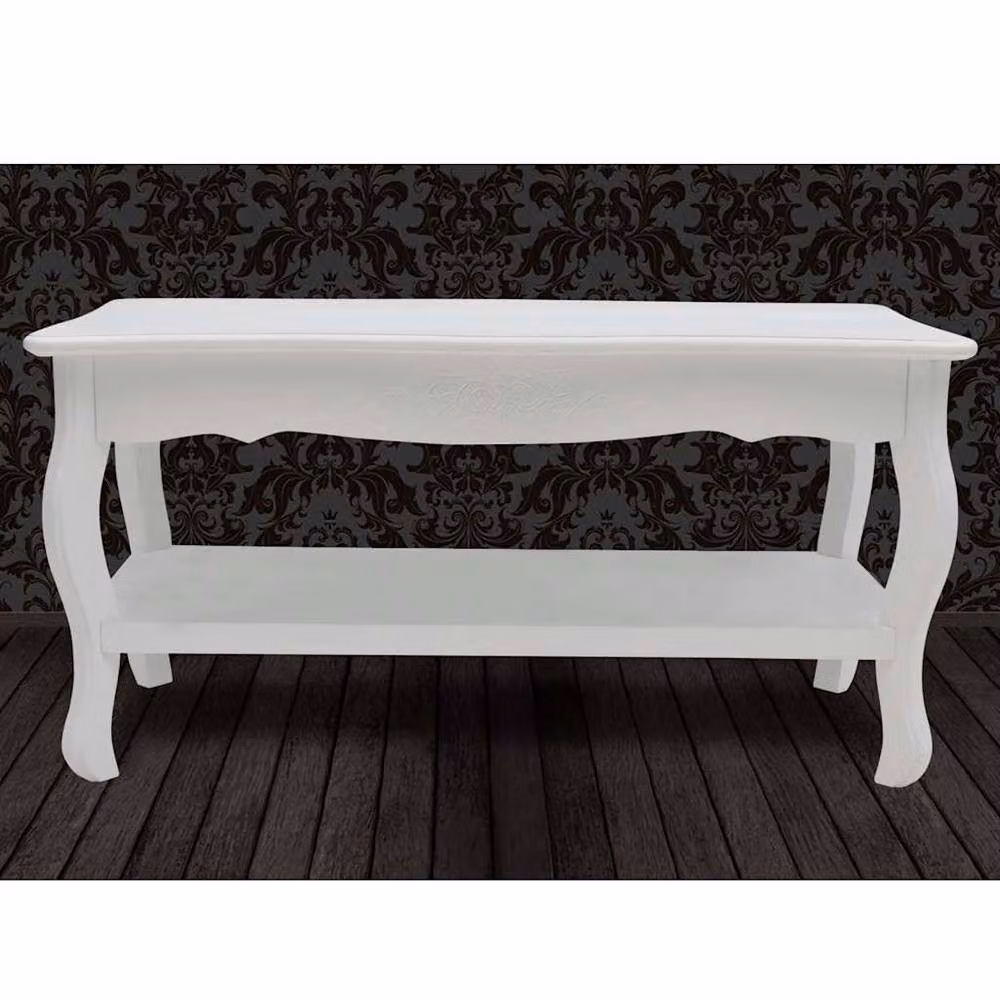 Berkfield Home Two-Tier Rectangular Coffee Table in White Lacquered MDF and Wood – 4