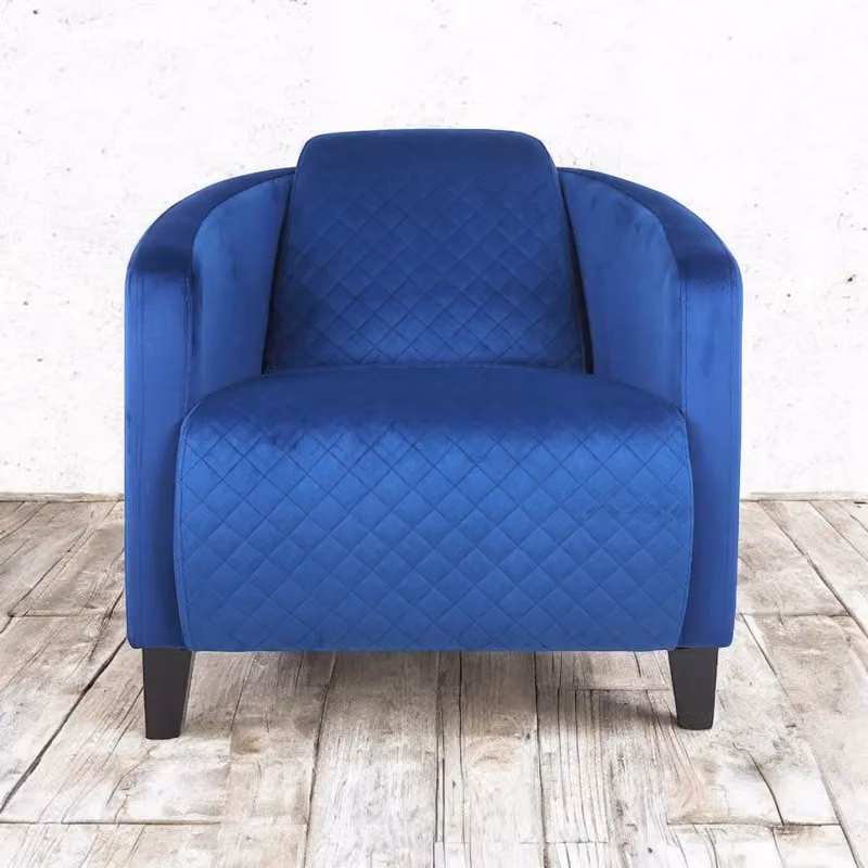 Minster Velvet Armchair in Blue, W: 75 cm, D: 86 cm, H: 74 cm – 3