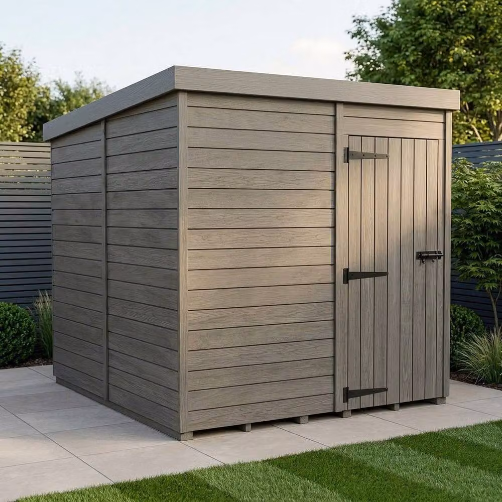 Buttercup Farm Grey Composite Pent Garden Shed with Single Door and No Windows W/D/H: 244 x 244 x 210 cm – 2