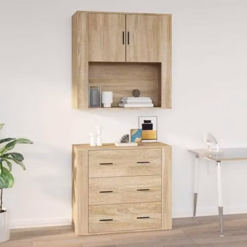 vidaXL Wall Mounted Cabinet in Sonoma Oak, W/D/H: 80 x 33 x 80 cm – 1