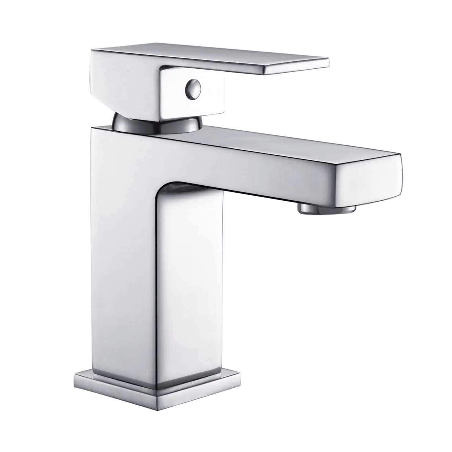Nes Home Cube Square Single Lever Bathroom Basin Mono Mixer Tap in Chrome and Silver with Waste – 2