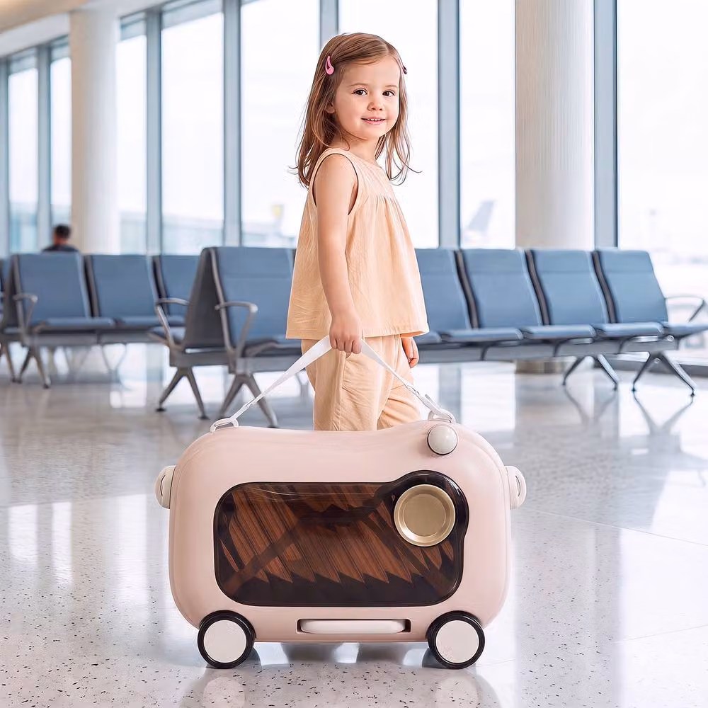 Costway Ride-on Luggage Suitcase with Retractable Pedal in Pink – 3