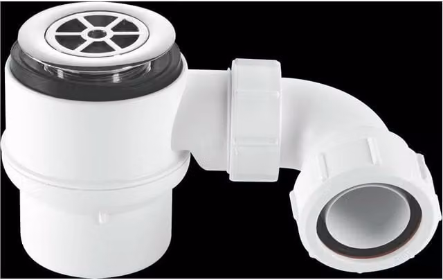 McAlpine STW4B-95 50mm Round Shower Trap with Universal Outlet in White and Silver