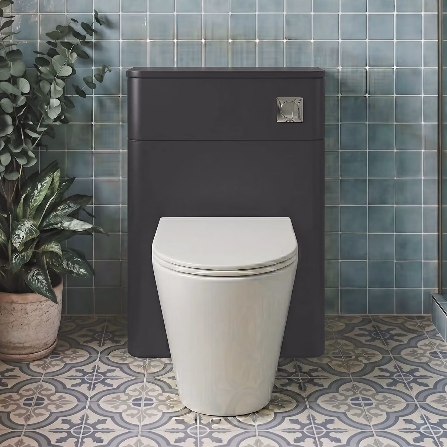 Balterley Modern Floor Standing Concealed Cistern WC Unit in Matt Dark Grey, Width: 50.2 cm – 3