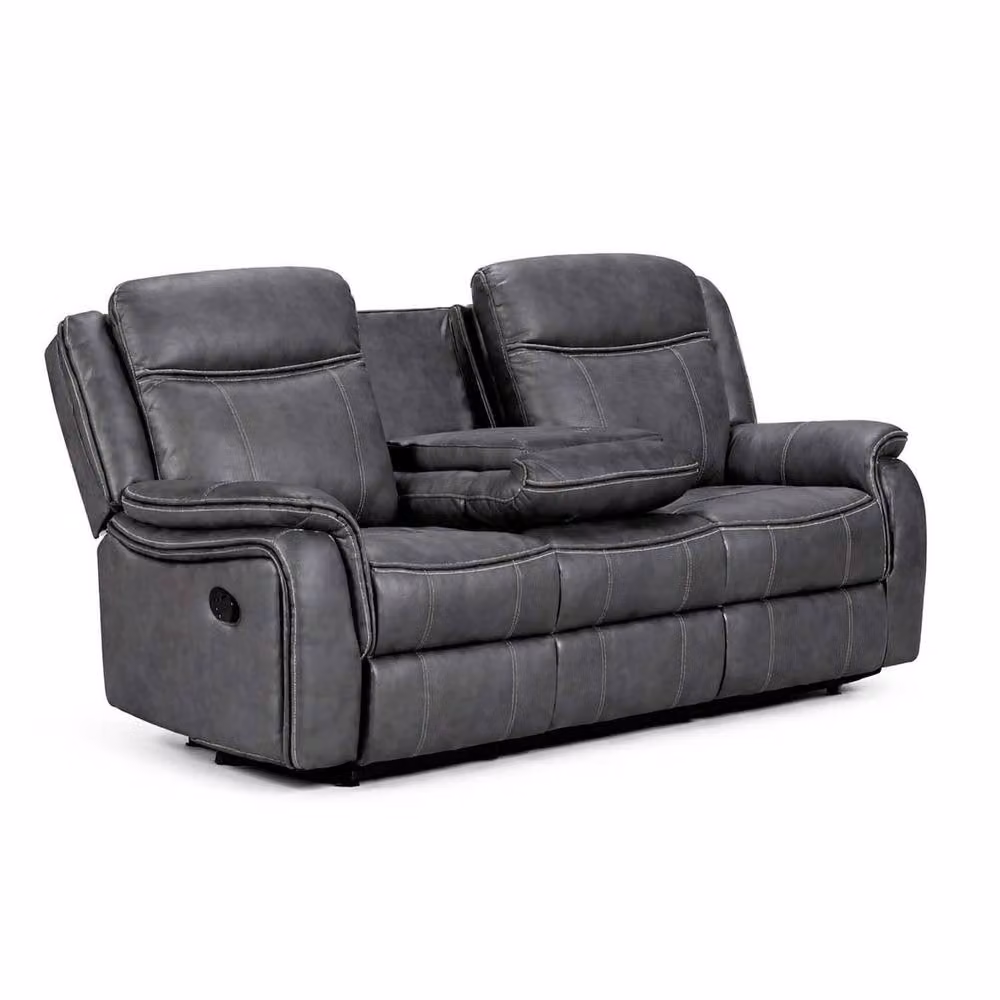 Furnishings For Less UK Tara 3 Seater Manual Reclining Sofa in Grey Leather Look – 2