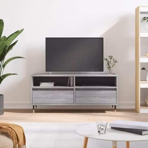 vidaXL Modern Grey TV Cabinet with Media Compartments, W/D/H: 100 x 34.5 x 44.5 cm – 2