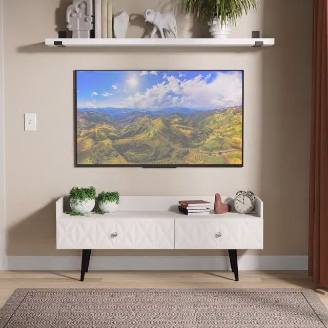 Ready Assembled 2 U Toledo 2 Drawer Coffee TV Unit in Taupe