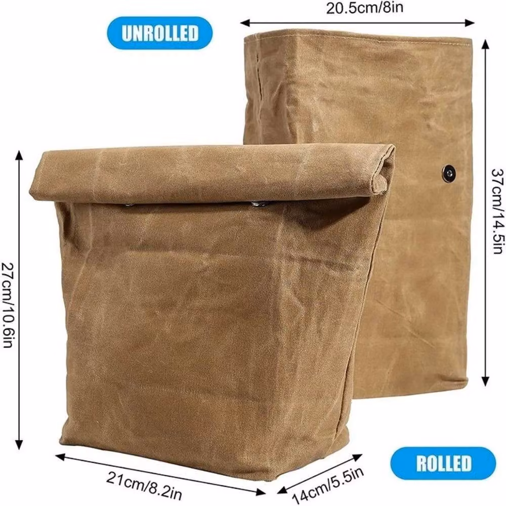 FLAVORA Large Waterproof Waxed Canvas Insulated Lunch Bag in Brown – 2