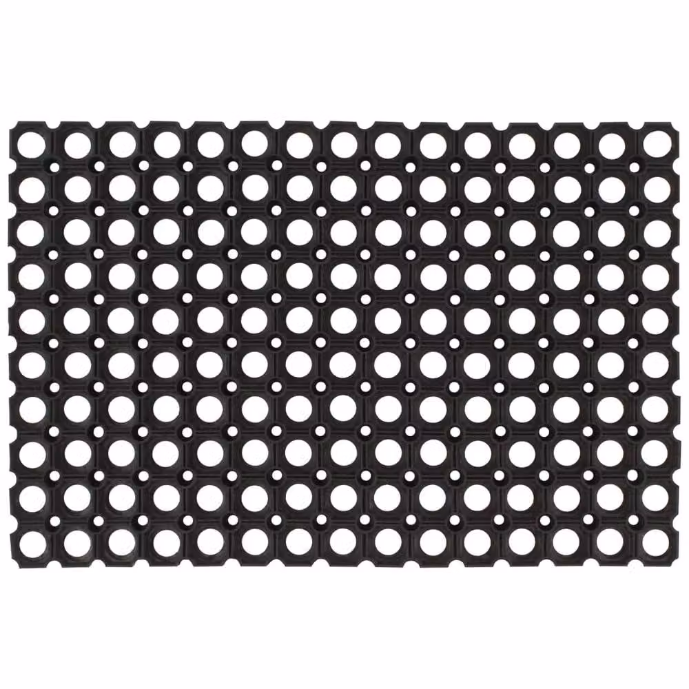 Berkfield Home Rectangular Rubber Door Mat, Black, W: 60 cm, D: 40 cm – 2