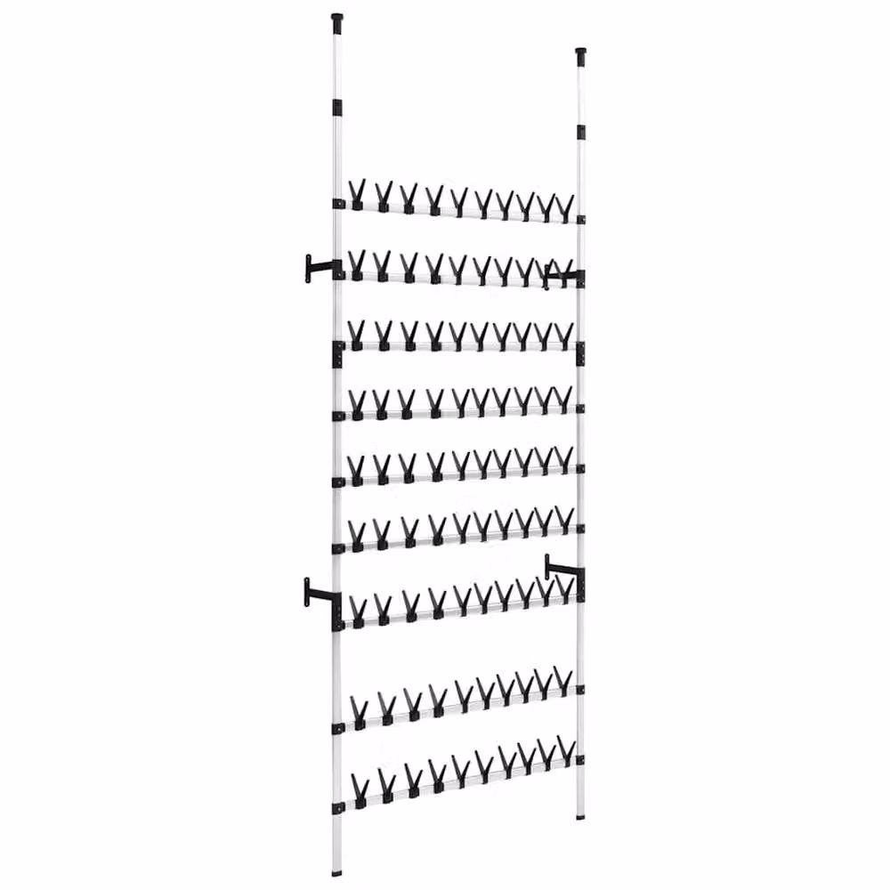 Berkfield Home Telescopic Aluminium Shoe Rack with Hanging Rod in Silver and Black – 2