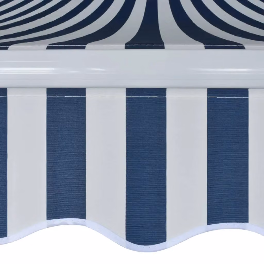 Berkfield Home Manual Operated Folding Awning with Crank, Blue and White Striped Polyester Fabric, 350 cm – 3