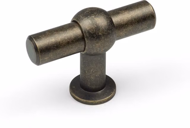 Handle & Home T-Bar Handle and Matching Knob in Antique Brass, 62mm