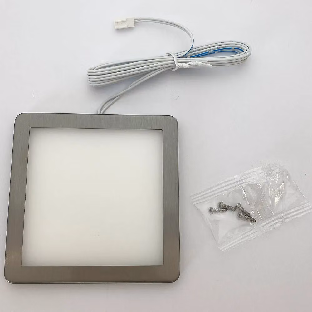 Loops 3x Brushed Nickel Ultra-Slim Square Under Cabinet Kitchen LED Light and Driver Kit with Warm White Diffused Light – 2