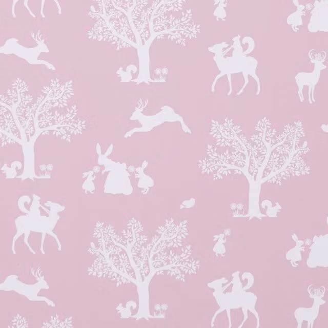 Hibou Design Enchanted Wood Floral Wallpaper in Peony Pink