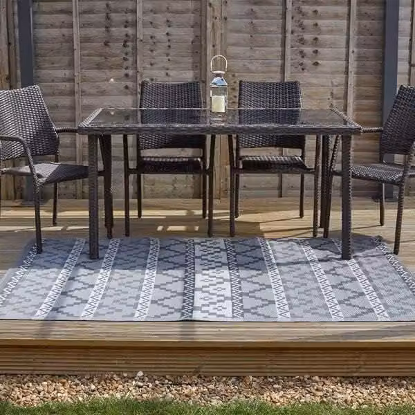 Marco Paul Aztec Slate Outdoor Alfresco Rug in Grey, W/D: 150 x 210 cm