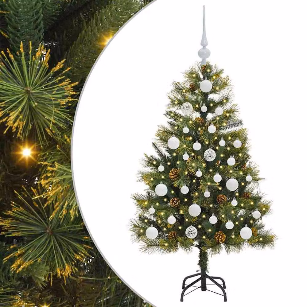 Berkfield Home Realistic Artificial Hinged Christmas Tree with Cones, Green, Height: 120 cm – 3
