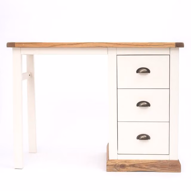 Cabinet Bits Tropea 3 Drawer Dressing Table in Off-White with Brass Cup Handles