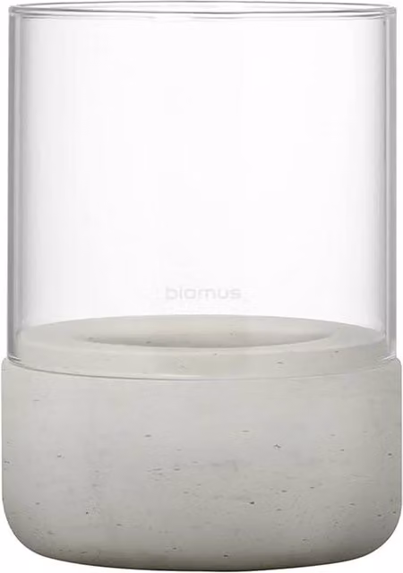 Blomus Calma Hurricane Lantern Small in Grey Concrete and Glass