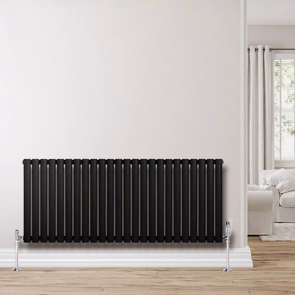 Monstershop Oval Single Column Steel Radiator in Black, H 144 cm x W 60 cm – 4