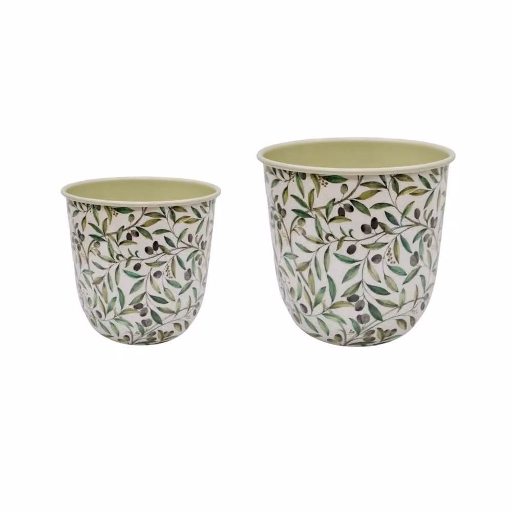 Ivyline Maisie Vintage Metal Planter Set of 2, Green – 2